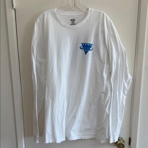 Vans White and Blue Logo Long Sleeve Tee XT